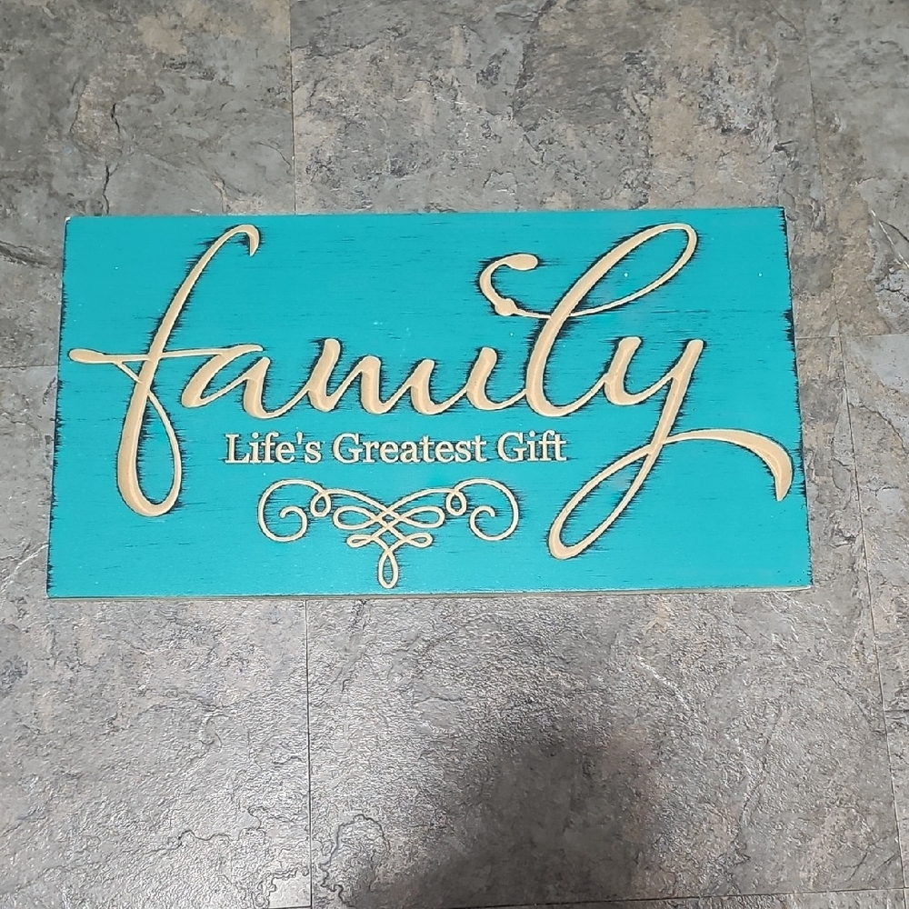 Teal Wooden Family Sign